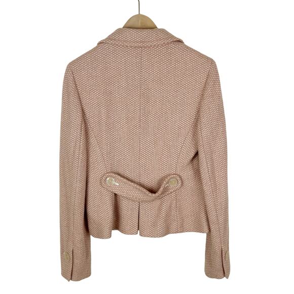 Ann Taylor Loft Pink and Cream Tweed Wool Blend Blazer Jacket Size 2 - Picture 3 of 5